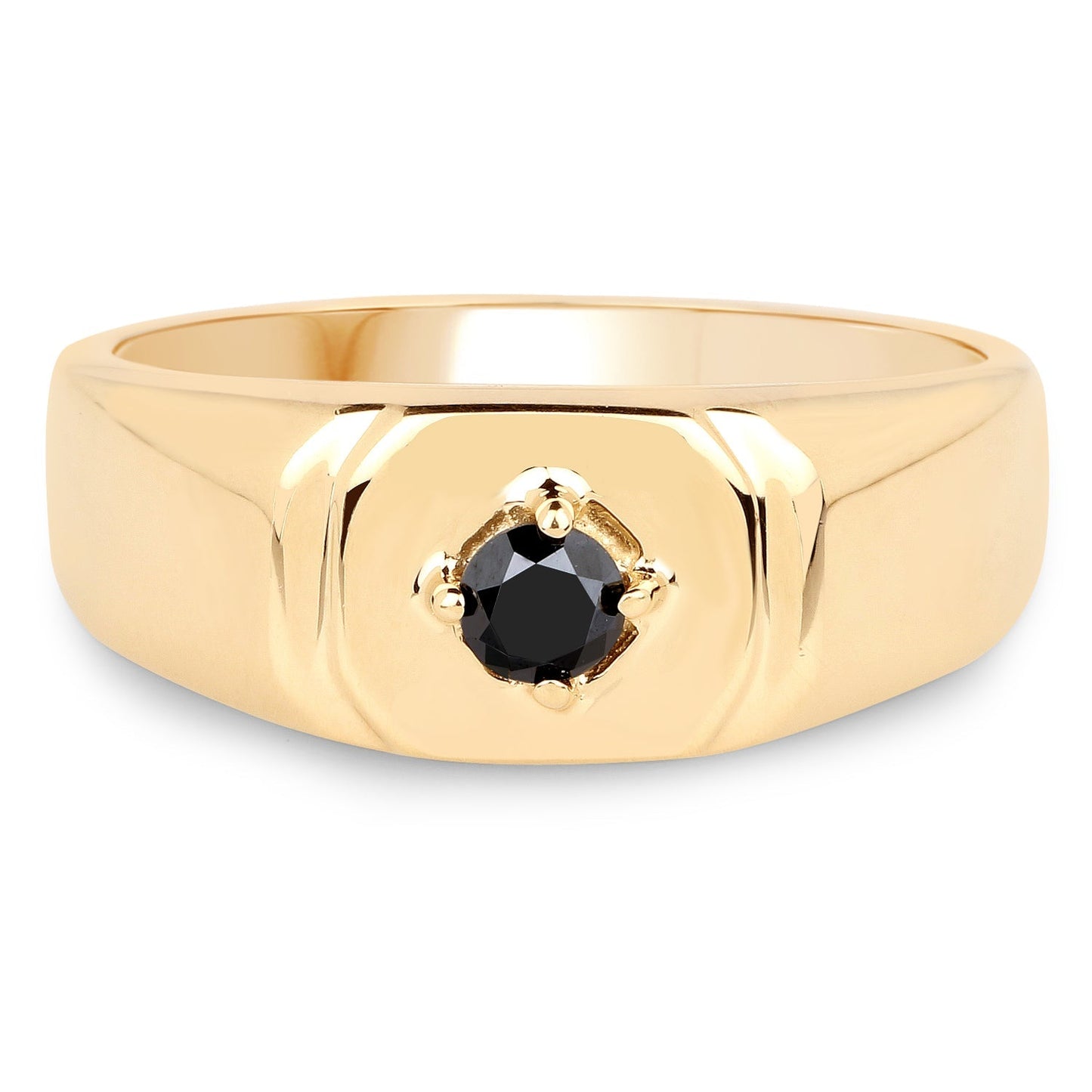 14K Yellow Gold Plated 0.20 Carat Genuine Black Diamond .925 Sterling Silver Ring Bids.com