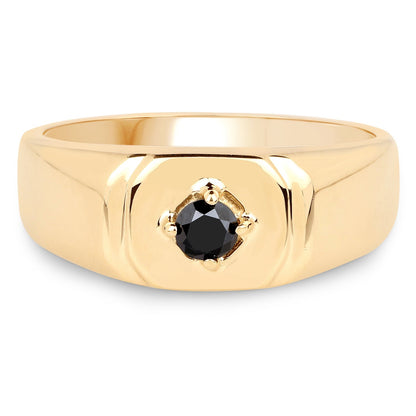 14K Yellow Gold Plated 0.20 Carat Genuine Black Diamond .925 Sterling Silver Ring Bids.com