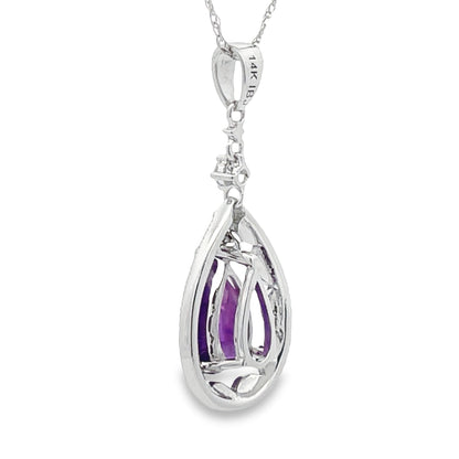 Amethyst Diamond Fashion Pendants 14KT White Gold Bids.com