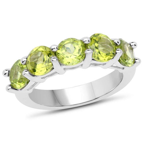 3.25 Carat Genuine Peridot .925 Sterling Silver Ring Bids.com