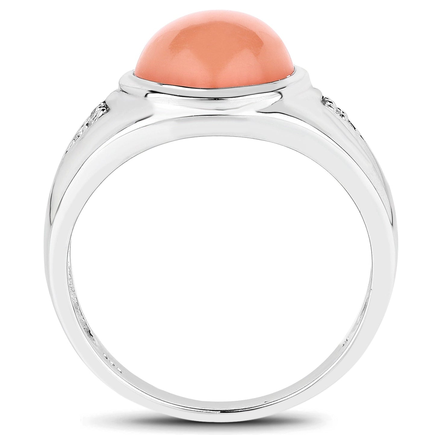6.59 Carat Genuine Peach Moonstone and White Topaz .925 Sterling Silver Ring Bids.com
