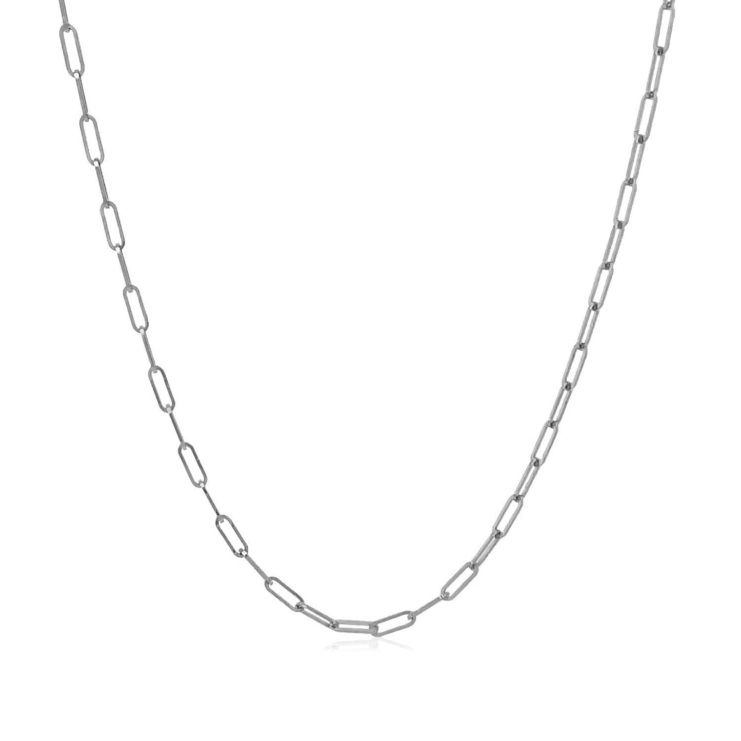 14K White Gold Fine Paperclip Chain (1.5mm) Bids.com