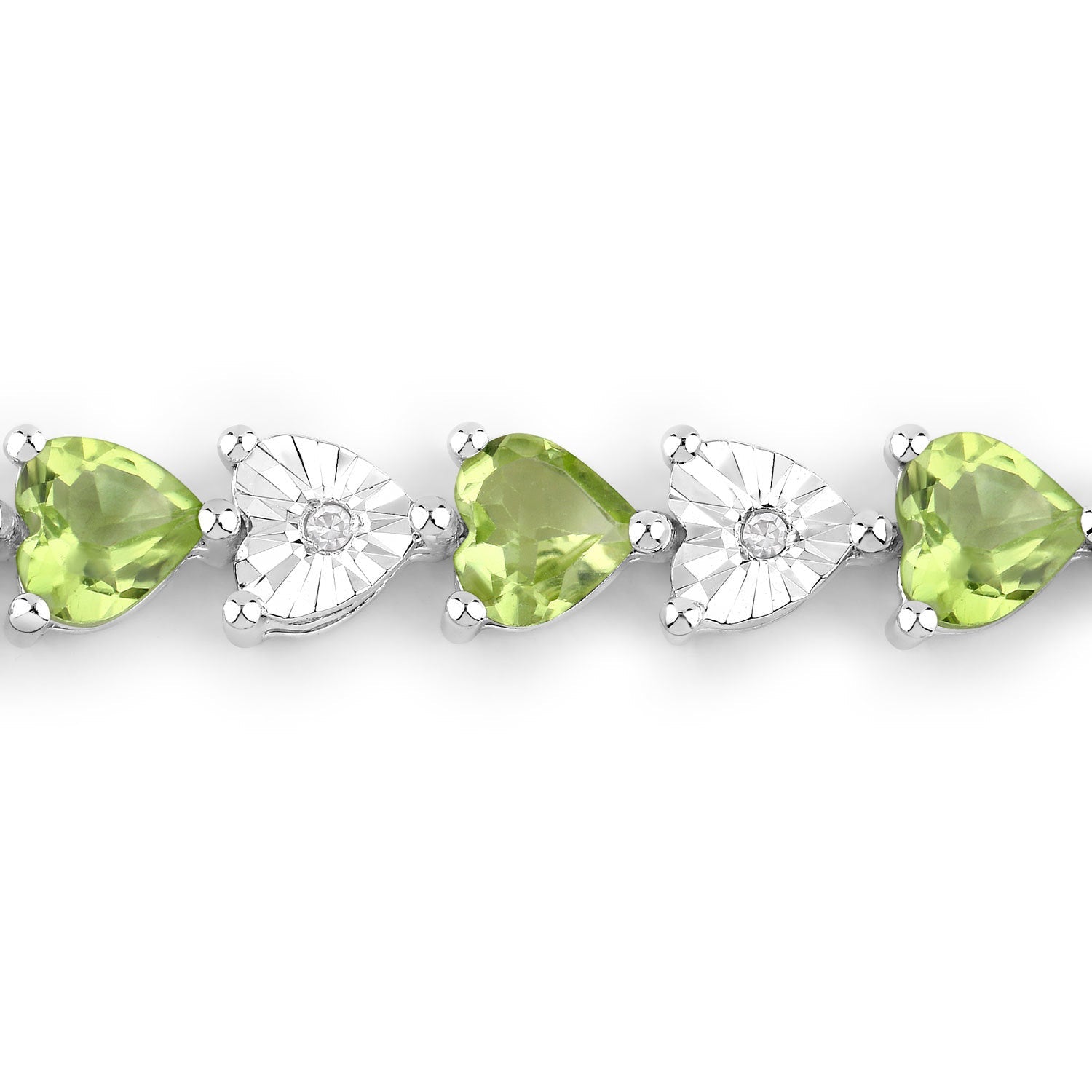 6.74 Carat Genuine Peridot and White Diamond .925 Sterling Silver Bracelet Bids.com