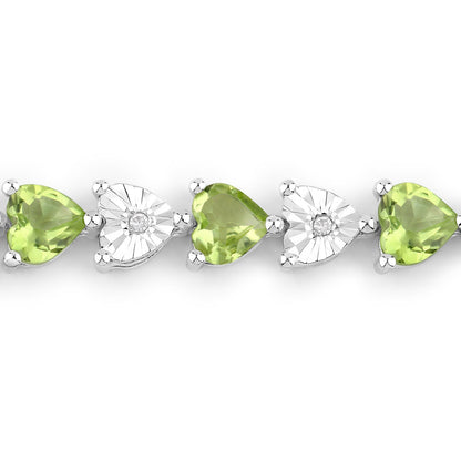 6.74 Carat Genuine Peridot and White Diamond .925 Sterling Silver Bracelet Bids.com