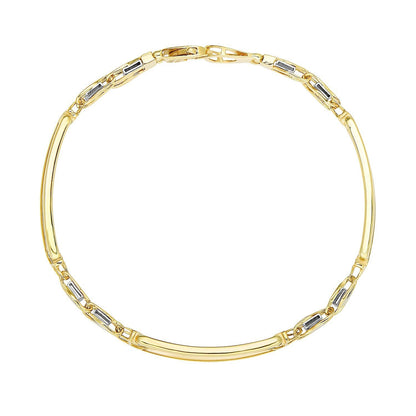 14k Two-Tone Gold Fancy Bar Style Men's Bracelet with Curved Connectors Bids.com