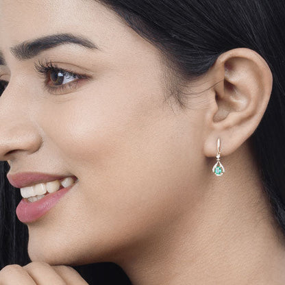 0.70 Carat Genuine Zambian Emerald and White Diamond 14K Yellow Gold Earrings Bids.com