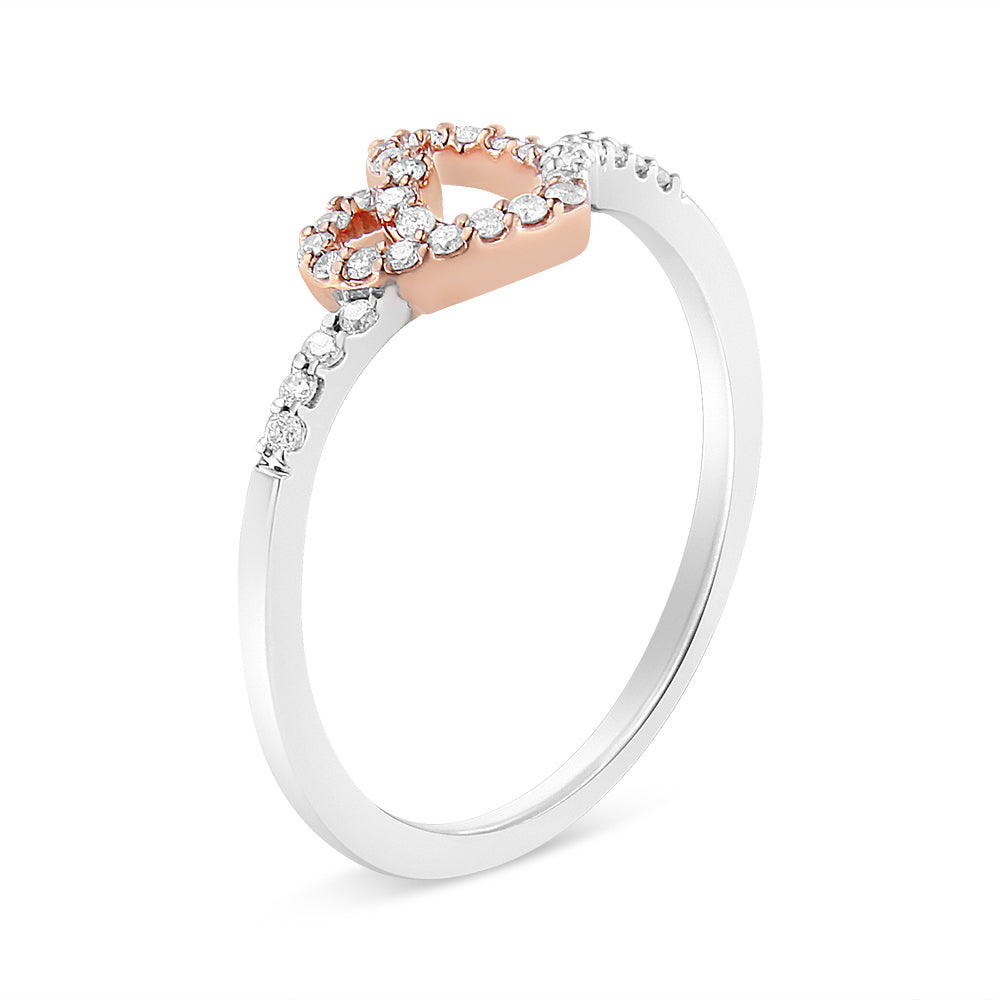 14K Rose Gold Plated and White .925 Sterling Silver 1/5 Cttw Round-Cut Diamond Open Heart Promise Ring (I-J Color, I2-I3 Clarity) - Ring Size 7 Bids.com