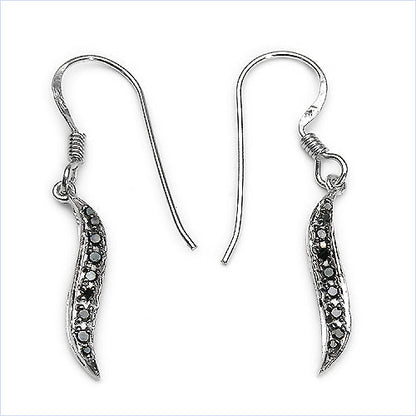 0.16 Carat Genuine Black Diamond .925 Sterling Silver Earrings Bids.com