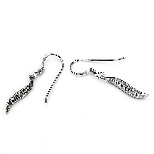 0.16 Carat Genuine Black Diamond .925 Sterling Silver Earrings Bids.com