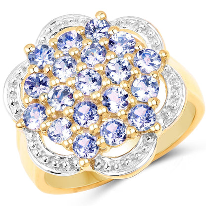 14K Yellow Gold Plated 1.52 Carat Genuine Tanzanite .925 Sterling Silver Ring Bids.com