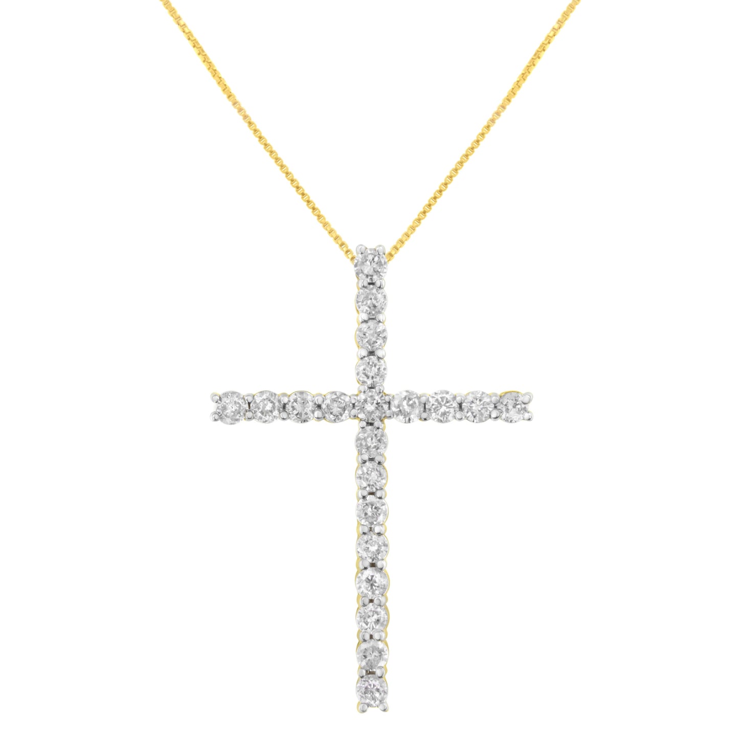 10K Yellow Gold Plated .925 Sterling Silver 4.0 Cttw Round Cut Diamond Cross Pendant Necklace (J-K Color, I1-I2 Clarity) - 18" Bids.com