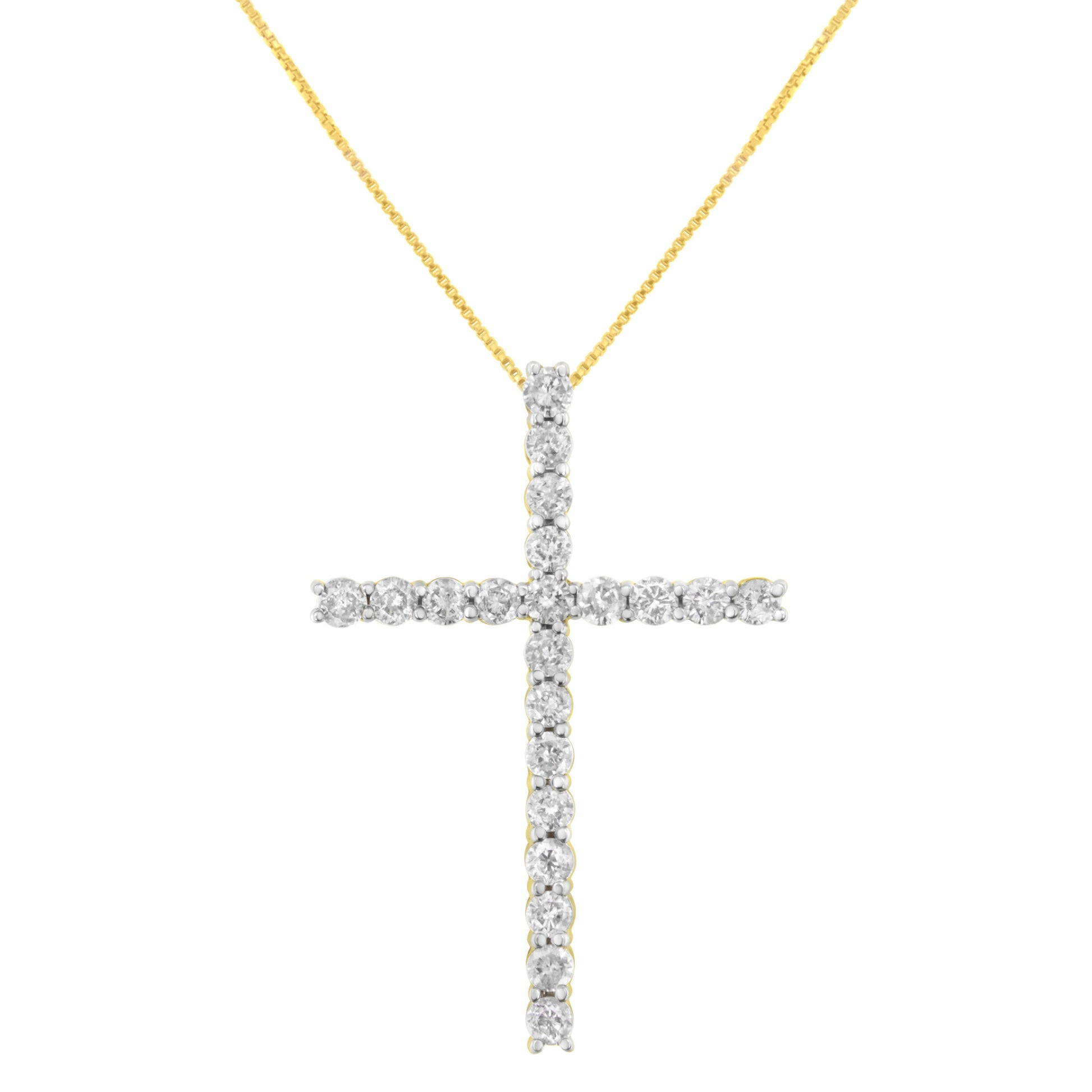 10K Yellow Gold Plated .925 Sterling Silver 4.0 Cttw Round Cut Diamond Cross Pendant Necklace (J-K Color, I1-I2 Clarity) - 18" Bids.com