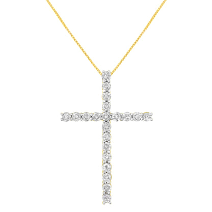 10K Yellow Gold Plated .925 Sterling Silver 4.0 Cttw Round Cut Diamond Cross Pendant Necklace (J-K Color, I1-I2 Clarity) - 18" Bids.com