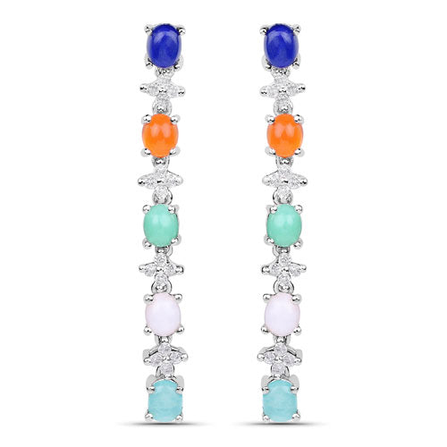 4.40 Carat Genuine Multi Stone .925 Sterling Silver Earrings Bids.com