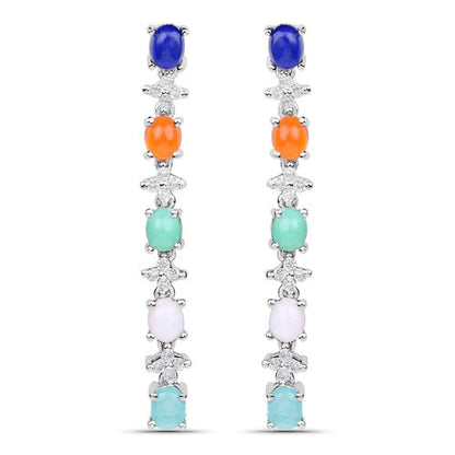 4.40 Carat Genuine Multi Stone .925 Sterling Silver Earrings Bids.com