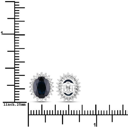 3.32 Carat Genuine Blue Sapphire and White Diamond 14K White Gold Earrings Bids.com