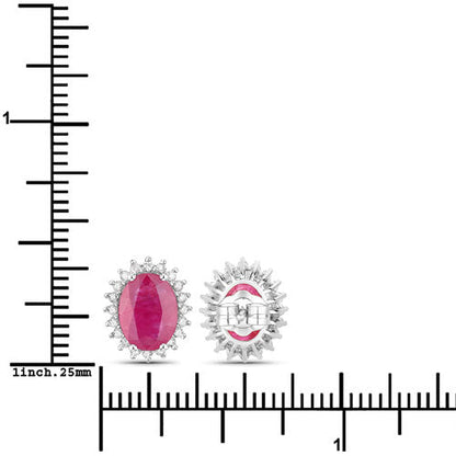 3.14 Carat Genuine Ruby and White Diamond 14K White Gold Earrings Bids.com