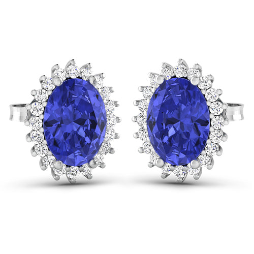 2.56 Carat Genuine Tanzanite and White Diamond 14K White Gold Earrings Bids.com