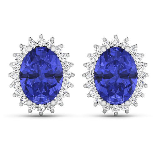 2.56 Carat Genuine Tanzanite and White Diamond 14K White Gold Earrings Bids.com