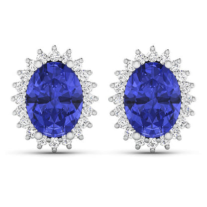 2.56 Carat Genuine Tanzanite and White Diamond 14K White Gold Earrings Bids.com