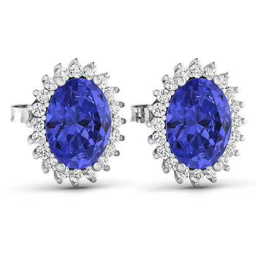 2.56 Carat Genuine Tanzanite and White Diamond 14K White Gold Earrings Bids.com
