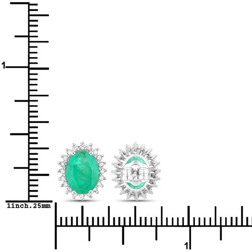 2.66 Carat Genuine Zambian Emerald and White Diamond 10K White Gold Earrings Bids.com