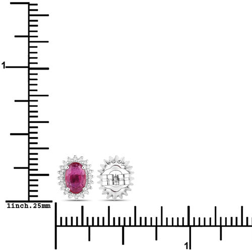 1.16 Carat Genuine Ruby and White Diamond 14K White Gold Earrings Bids.com