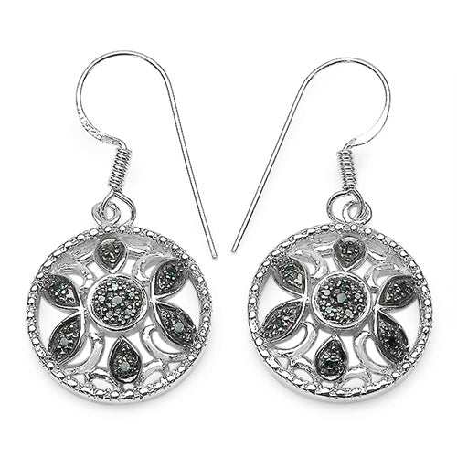 0.18 Carat Genuine Blue Diamond .925 Sterling Silver Earrings Bids.com