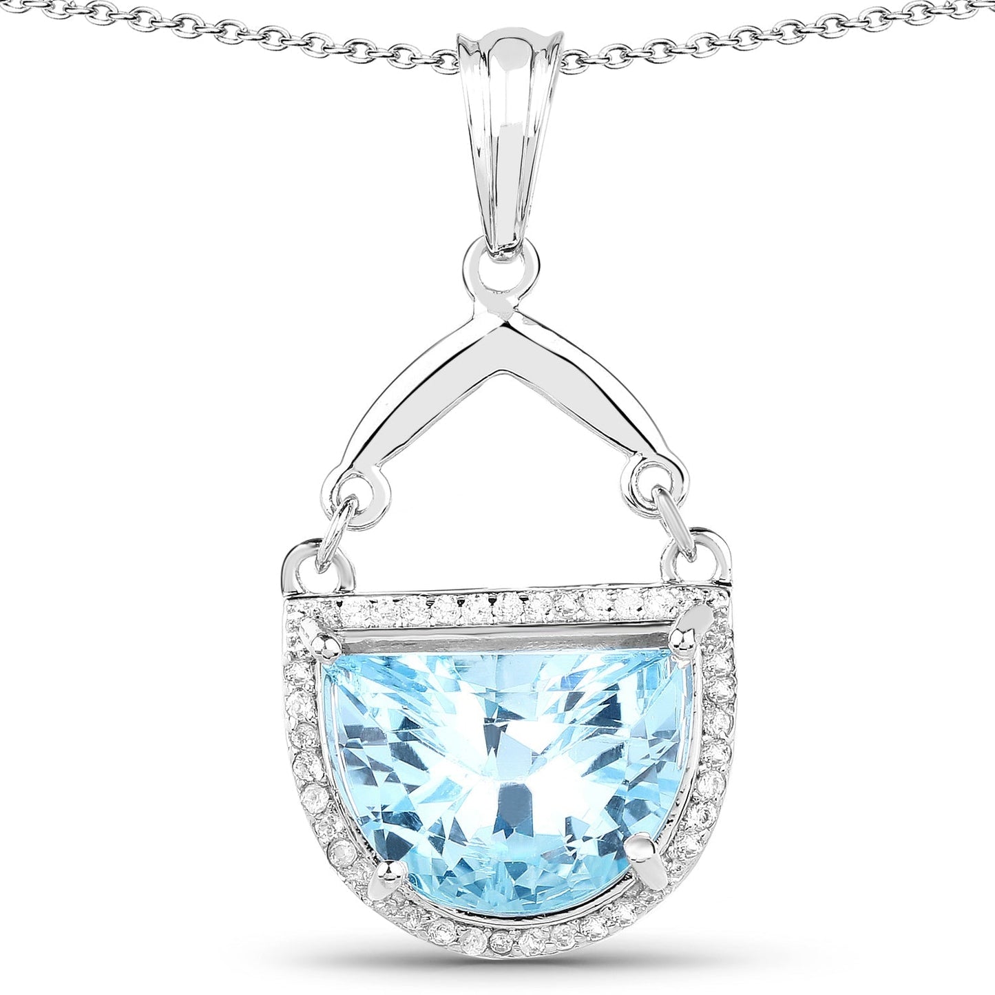 4.08 Carat Genuine Swiss Blue Topaz & White Topaz .925 Sterling Silver Pendant Bids.com