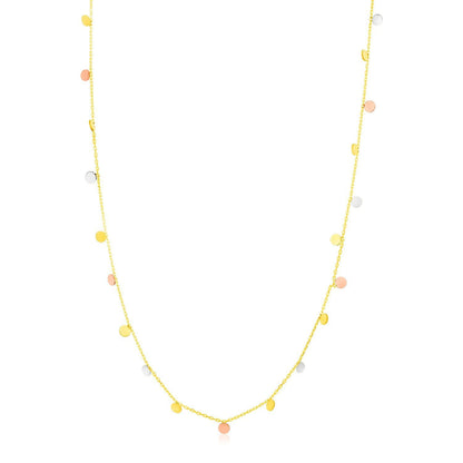 14K Tri Color Necklace with Dangling Circles Bids.com