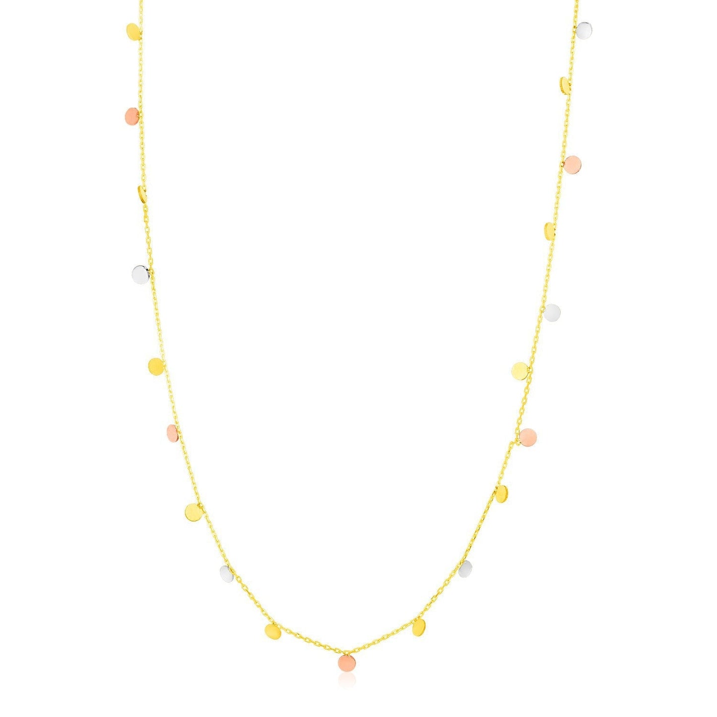 14K Tri Color Necklace with Dangling Circles Bids.com