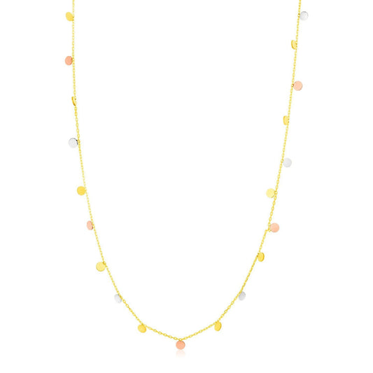14K Tri Color Necklace with Dangling Circles Bids.com