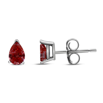 14K White Gold 1/2 Cttw Lab Grown Pink Pear Diamond 3 Prong Set Martini Solitaire Stud Earrings (Pink Color, VS2-SI1 Clarity) Bids.com
