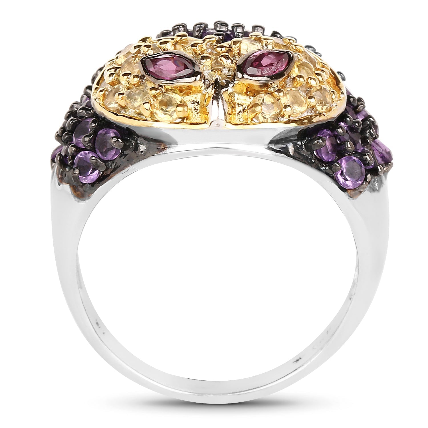 2.01 Carat Genuine Rhodolite and Amethyst .925 Sterling Silver Ring Bids.com