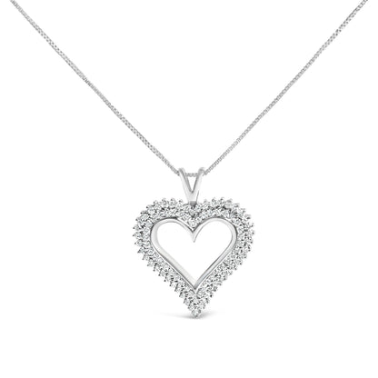 .925 Sterling Silver 1.00 Cttw Lab-Grown Diamond Open Heart Pendant Necklace (F-G Color, VS1-VS2 Clarity) - 18" Inches Bids.com