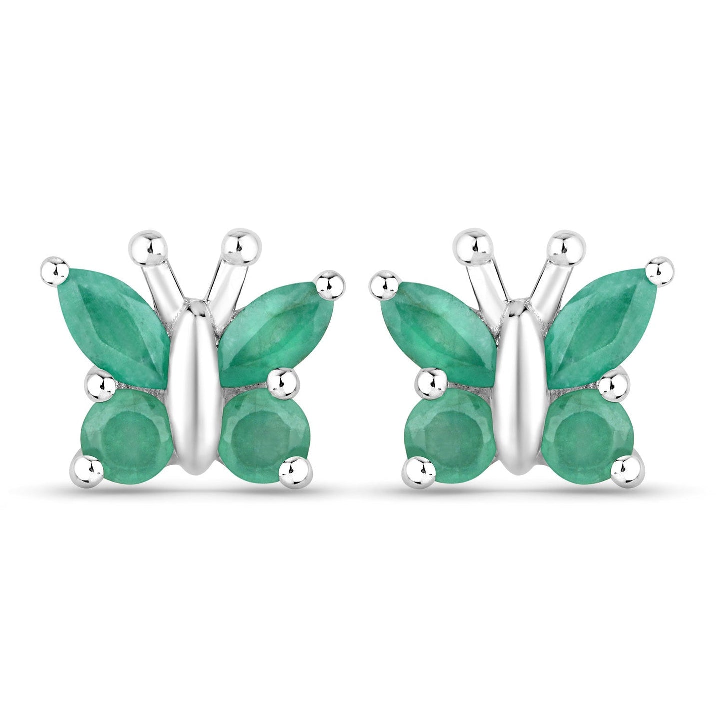 0.88 Carat Genuine Emerald .925 Sterling Silver Earrings Bids.com