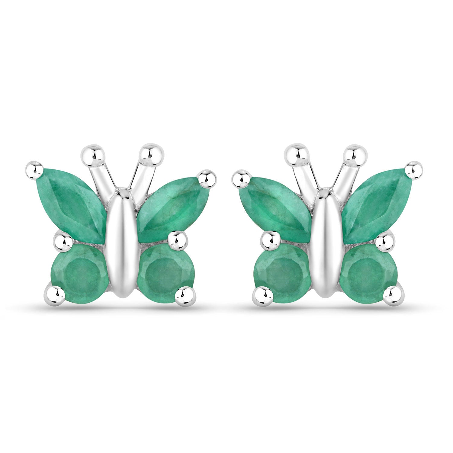 0.88 Carat Genuine Emerald .925 Sterling Silver Earrings Bids.com