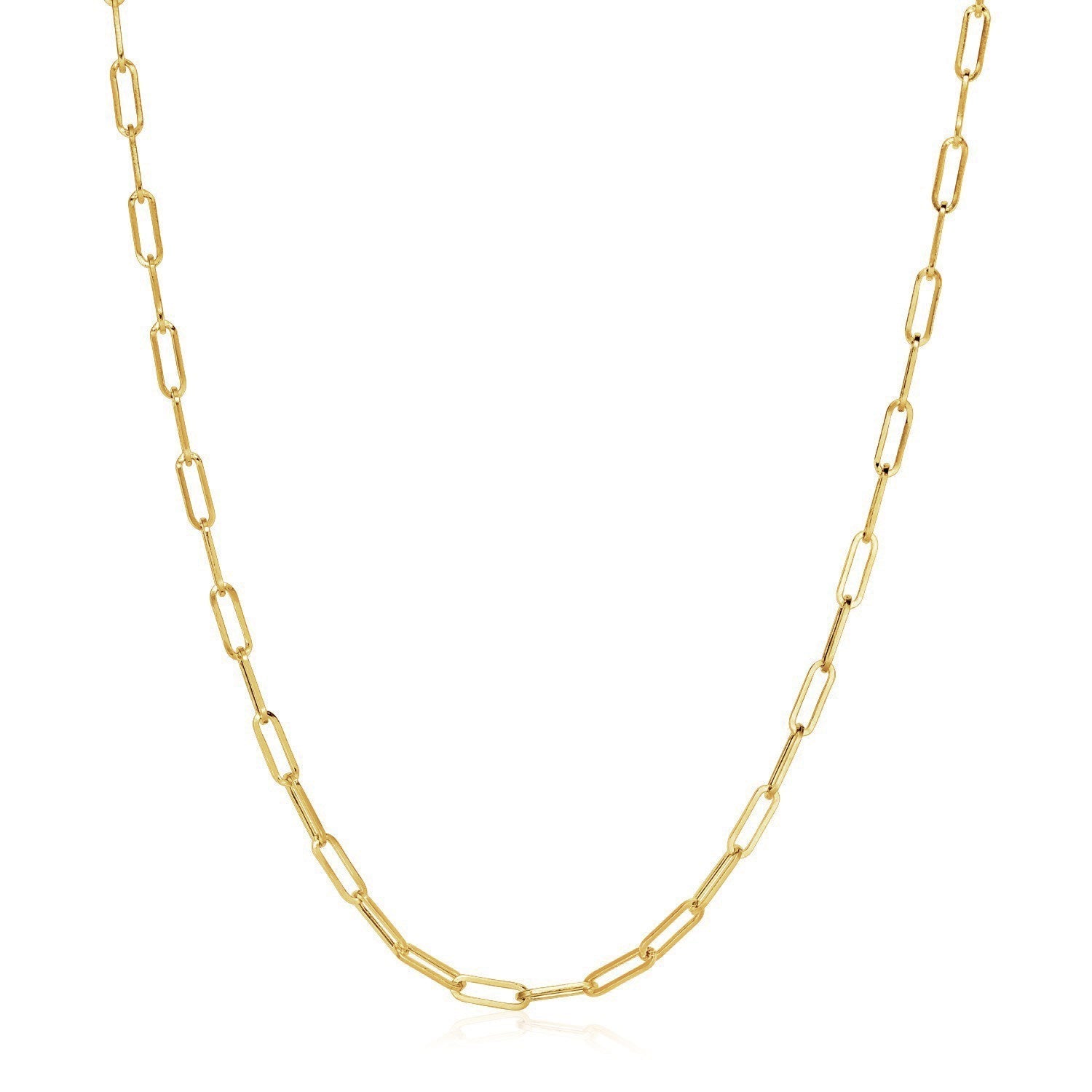 14K Yellow Gold Wide Paperclip Chain (3.3mm) Bids.com