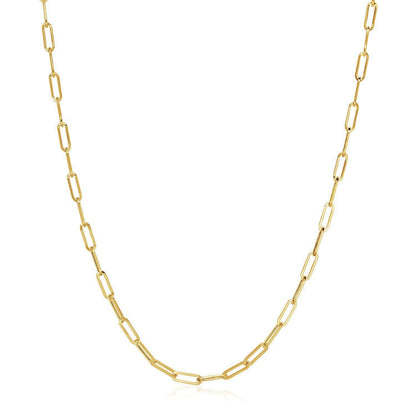 14K Yellow Gold Wide Paperclip Chain (3.3mm) Bids.com