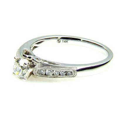 Natural .50ct Diamond Eng Only 14KT White Gold Bids.com