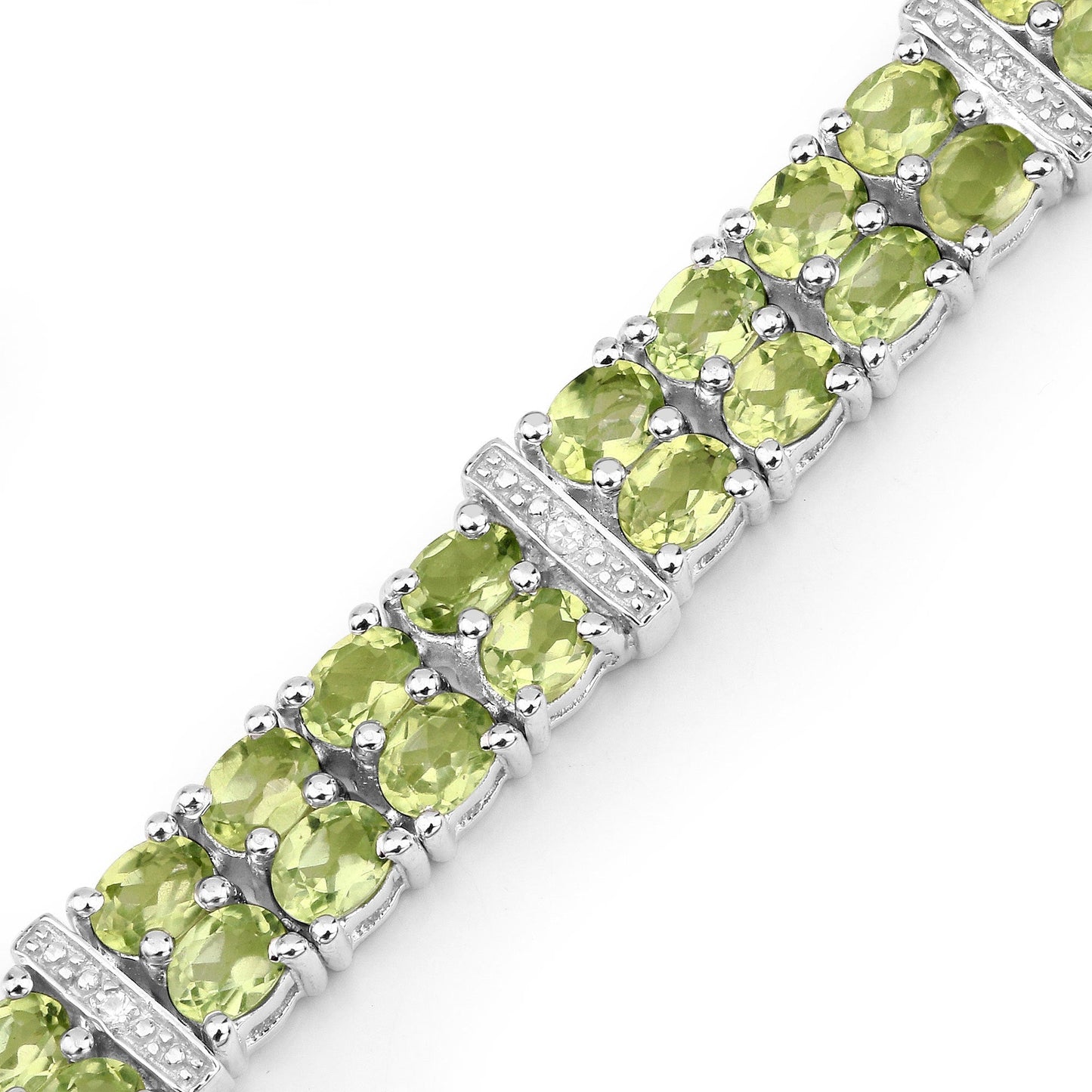 12.97 Carat Genuine Peridot and White Topaz .925 Sterling Silver Bracelet Bids.com