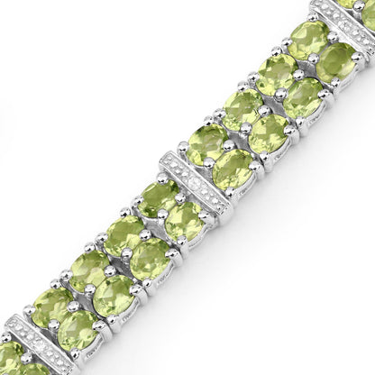 12.97 Carat Genuine Peridot and White Topaz .925 Sterling Silver Bracelet Bids.com