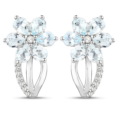 1.54 Carat Genuine Aquamarine and White Topaz .925 Sterling Silver Earrings Bids.com