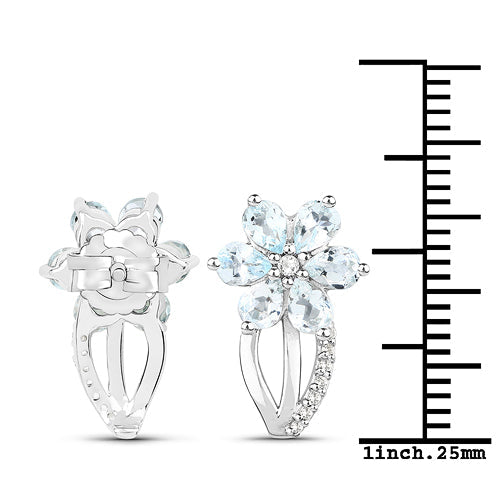 1.54 Carat Genuine Aquamarine and White Topaz .925 Sterling Silver Earrings Bids.com