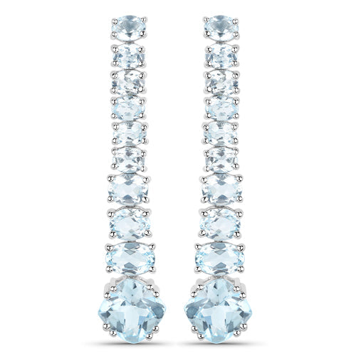 18K White Gold Plated 8.52 Carat Genuine Blue Topaz .925 Sterling Silver Earrings Bids.com