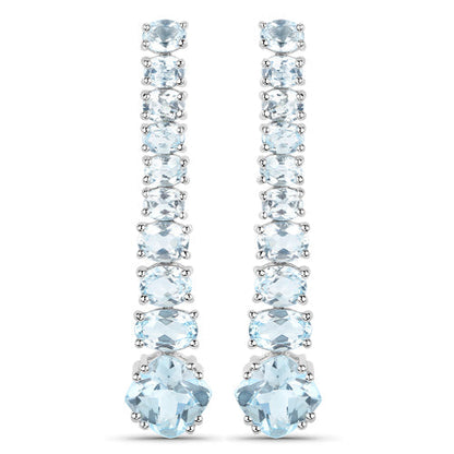 18K White Gold Plated 8.52 Carat Genuine Blue Topaz .925 Sterling Silver Earrings Bids.com