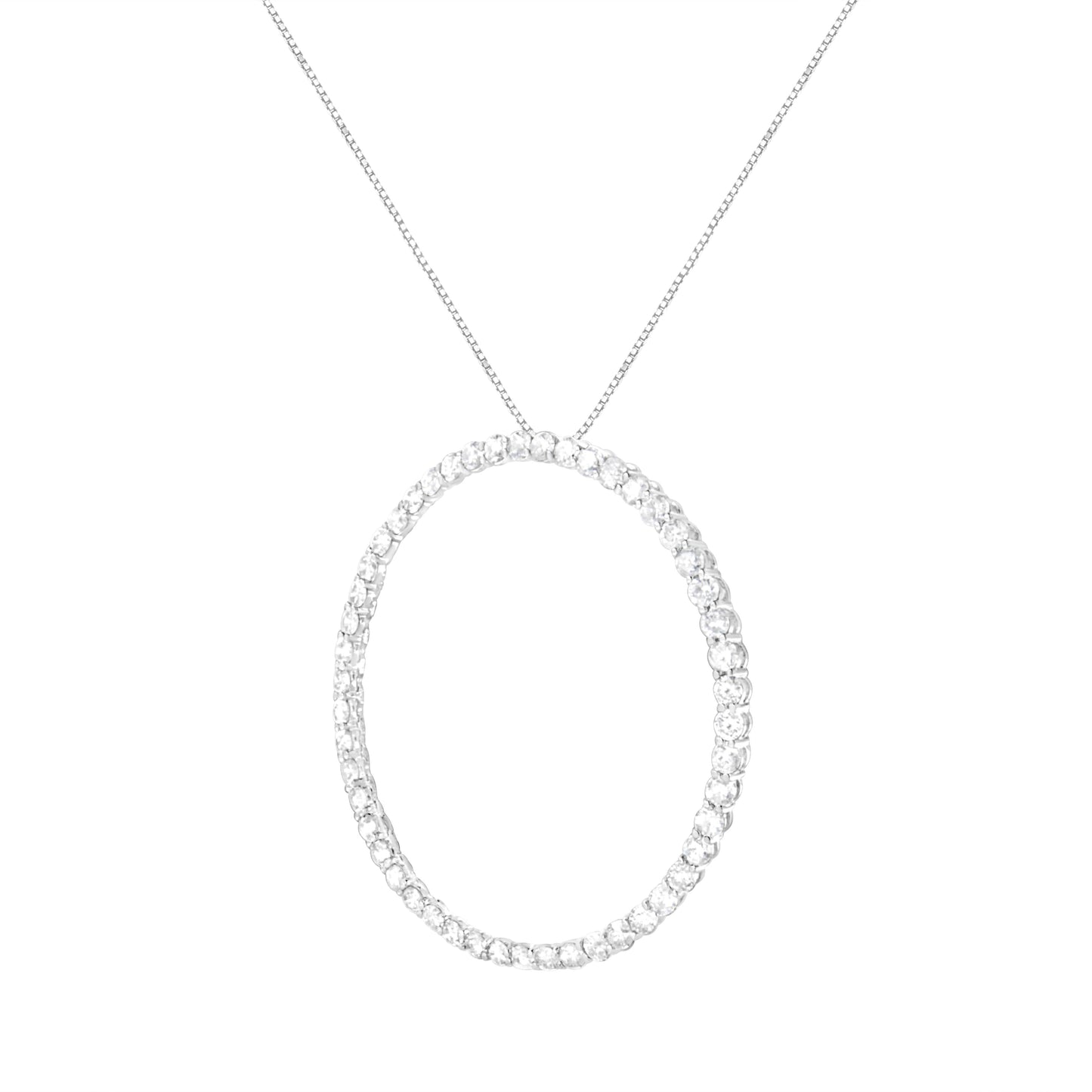 .925 Sterling Silver 4 cttw Prong Set, Round-Cut Diamond Open Circle Hoop 18" Pendant Necklace (J-K Color, I1-I2 Clarity) Bids.com