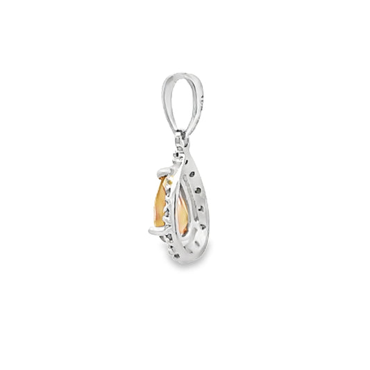 .63ct Citrine Diamond Fashion Pendants 10KT White Gold Bids.com