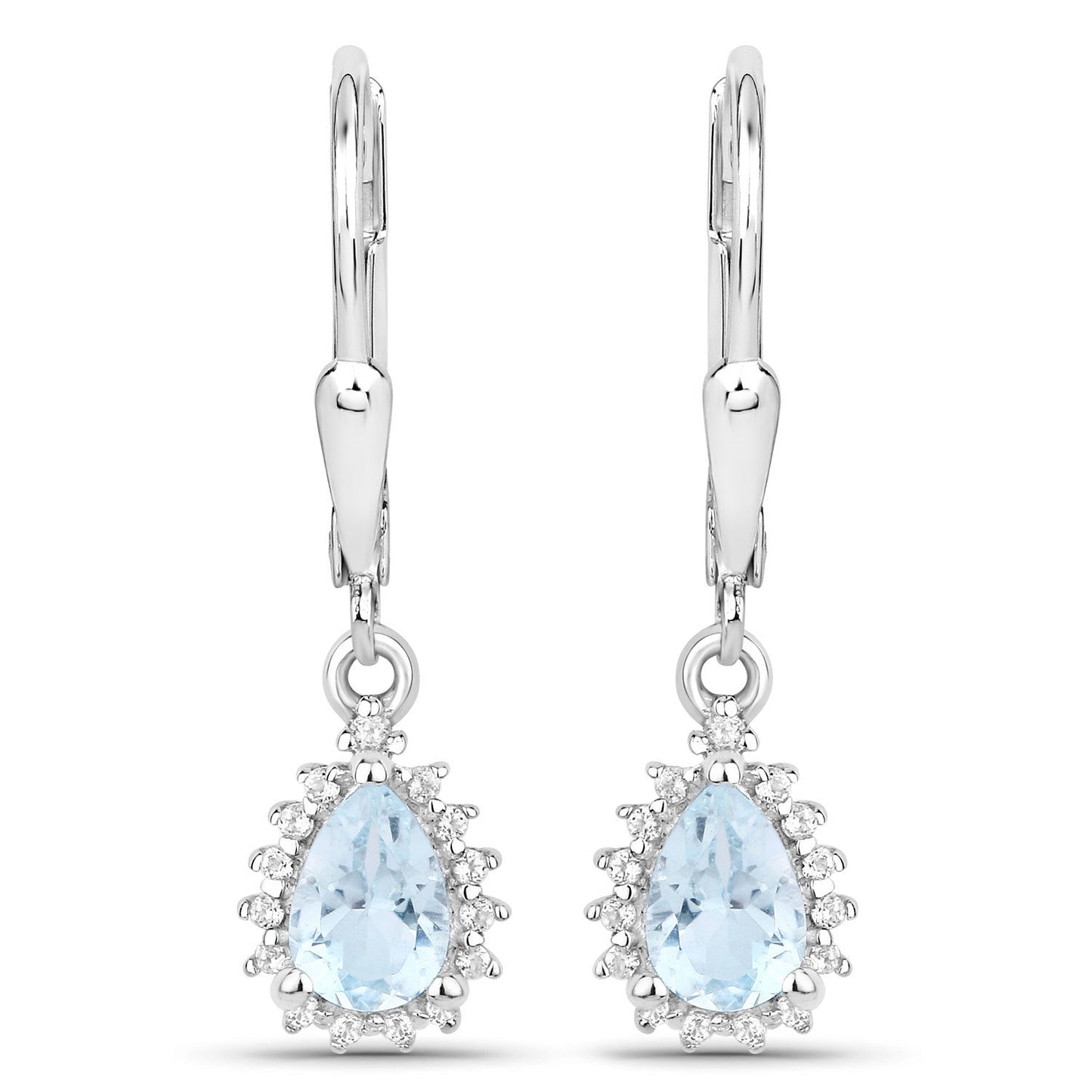2.00 Carat Genuine Blue Topaz and White Topaz .925 Sterling Silver Jewelry Set Bids.com