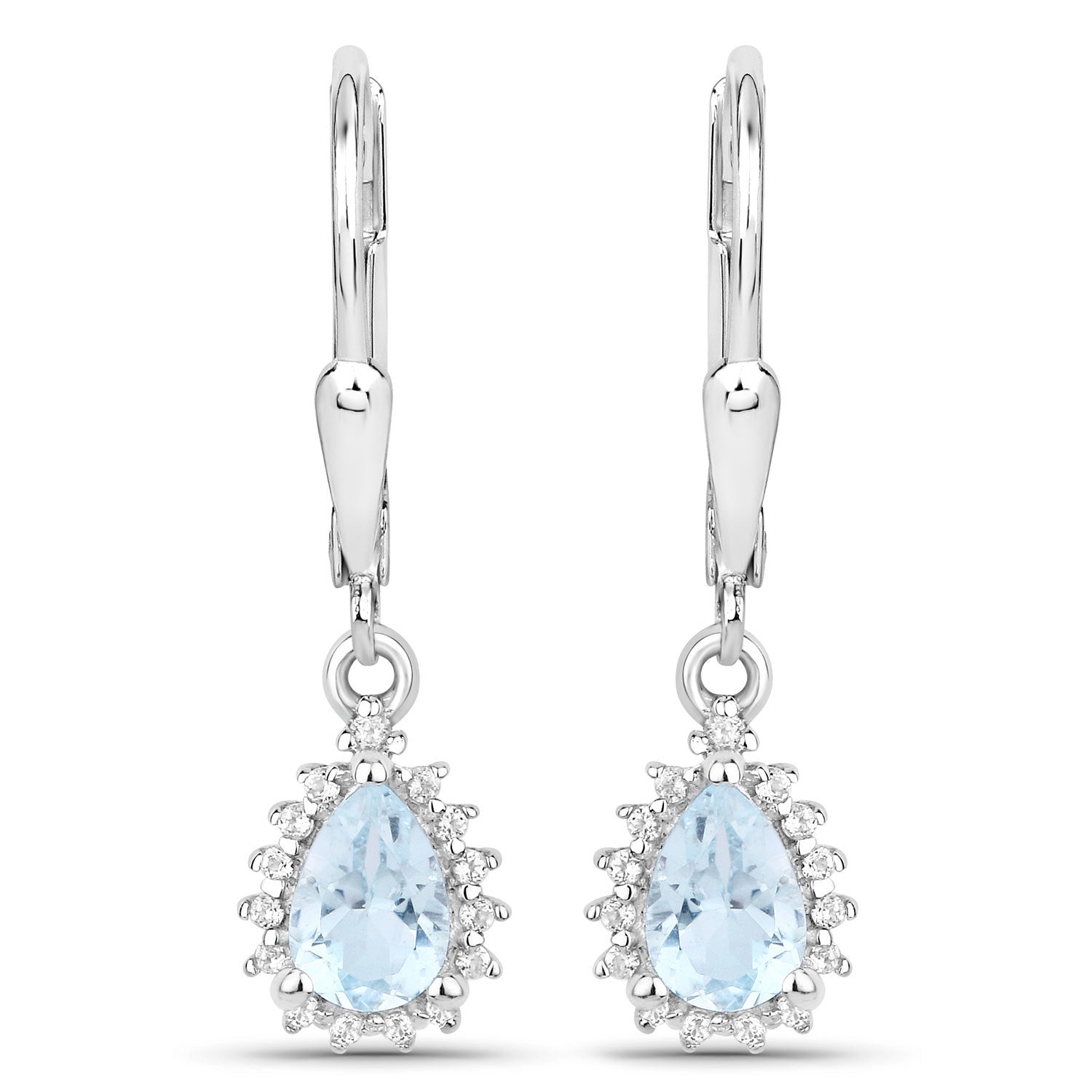 2.00 Carat Genuine Blue Topaz and White Topaz .925 Sterling Silver Jewelry Set Bids.com